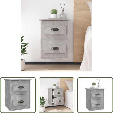vidaXL Table de chevet flottante - Table de chevet murale gris béton 41,5x36x53 cm (1/5)