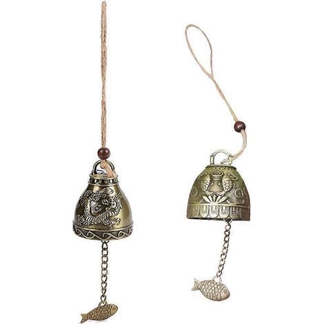 Lot de 2 carillons éoliens vintage classiques chinois Feng Shui, porte-bonheur pour le jardin et la maison (1/5)