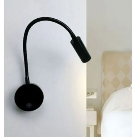 Lampe de chevet LED 3W à col de cygne flexible, lampe de lecture LED (noire), lampe de lecture murale LED avec interrupteur, blanc chaud 3000K, style moderne (1/5)