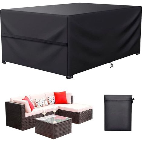 Housse Salon de Jardin, 210D Oxford Tissu Housse Table de Jardin Protection pour Tous Les Temps, pour Ensembles de Table et de Canapé avec Corde et Boucle Verrouillage (20016070cm) (1/5)