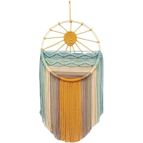 Suspension murale bohème soleil avec pompons, décoration circulaire pour chambre, salon, chambre d'enfant, entrée, midi,o (1/5)