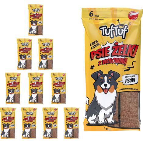 Golosinas TufTuf Dog Jelly Beans en tiras para perros, sabor a carne de res, 10 x 200 g (1/4)