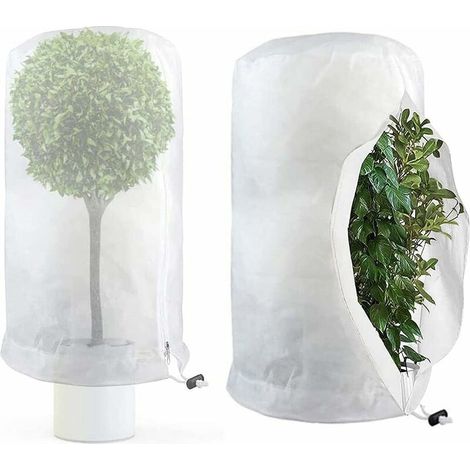 Set of 2 Winter Protection for Plants - Protection Against Frost - Winter Protection for Plants Large Potted Plant Bag 80 x 100 cm Anti-tear with Zipper Drawstring (1/5)