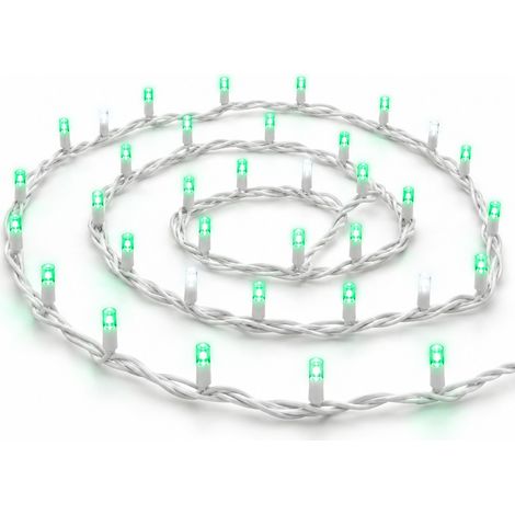 ETTROIT 100er LED-Lichterkette, 10 m, grünes Licht, weißes Kabel, IP65, ausziehbar, Blitzeffekt, Weihnachtsgirlande, Geschäfte, Weihnachtsbalkon (1/5)