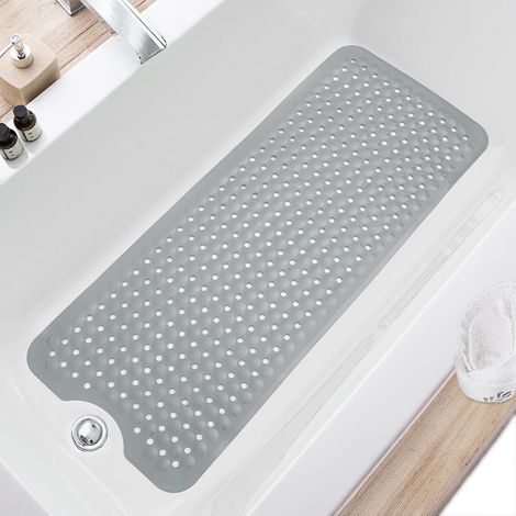 Badewannen- und Duschmatte, rutschfest, extra groß, 100 x 40 cm, grau (1/2)