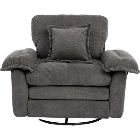 Drehsessel Oversize mit Stützkissen, Lesesessel, Chenille Grau (1/5)