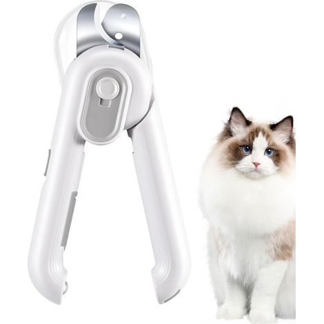 Coupe-ongles pour chat, coupe-ongles LED pour chats Coupe-griffes portable pour animaux de compagnie, coupe-ongles et coupe-ongles pour petits chiots, lapins, chatons (gris clair) (1/5)