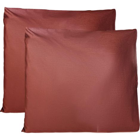MINKUROW Federa Cuscino 100% Cotone 65x65 CM Pacco da 2, Federa Rettangolare 100% Cotone Puro con Chiusura - Bordeaux (1/5)