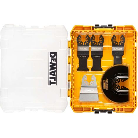 Dewalt – Coffret de 5 accessoires oscillants pour multi-outils – Lames pour bois, placo et plastiques – Spatule pour résidus – DT20761QZ