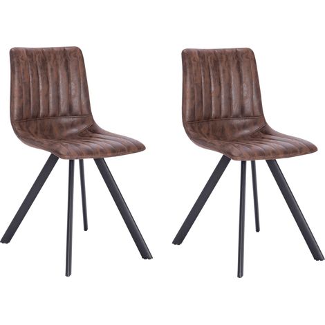Pack de dos sillas de comedor estilo industrial con asiento y respaldo en microfibra modelo Zamora en color chocolate (1/5)