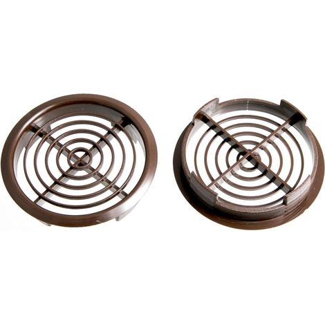 One Stop DIY Soffit Lot de 24 grilles d'aération rondes Marron Diamètre du trou 70 mm