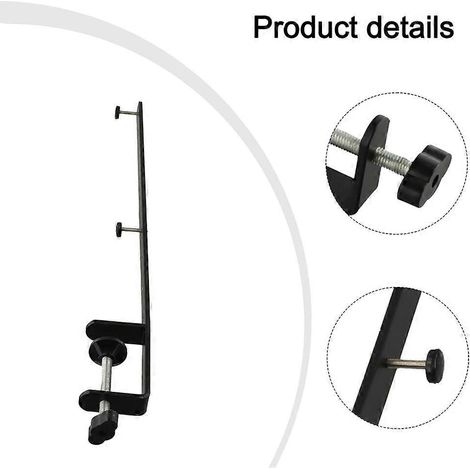 Lot de 2 fixations de bureau sans clous support de panneau perforé étendu pour installation de jeu au bureau support de bureau robuste en métal - Noir (1/5)