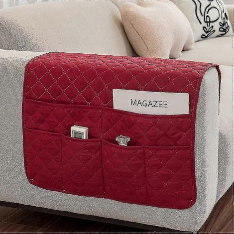 2-teiliger wasserdichter Armlehnenbezug mit 6 Taschen – rutschfester Sofaschutz, Aufbewahrungsmöglichkeiten für Handy, Fernbedienung und Zeitschriften (1/5)