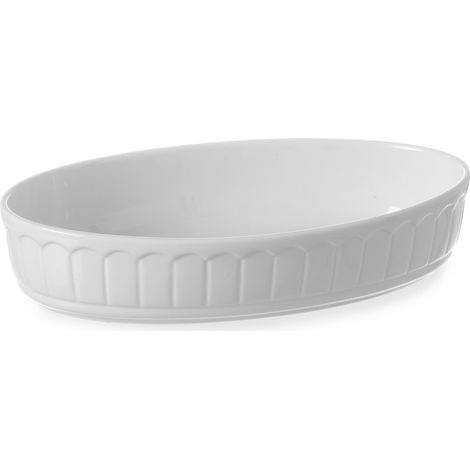Fuente ovalada de porcelana rústica para hornear, 220x125x40 mm - Hendi 786321