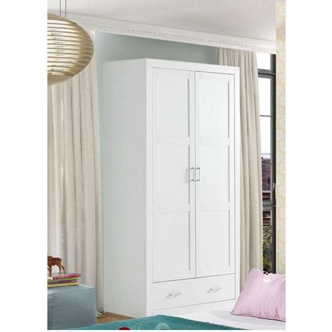 Armario Ropero 2 Puertas acabado blanco 200 cm(alto)105 cm(ancho)55 cm(largo (1/3)