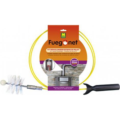 Kit de ramonage brosse nylon 80 mm – Tube en fibre de verre 3 m pour conduits de fumée – Nettoyage efficace poêles à granulés – Fuego Net