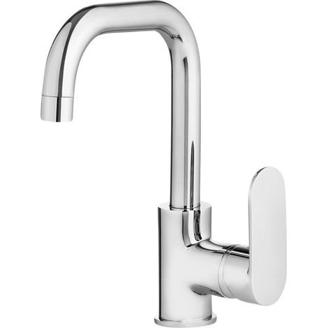 Miscelatore lavabo con bocca rettangolare in ottone finitura cromo - Montain