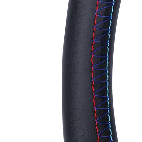Housse de volant (ligne rouge-bleue) compatible avec Renault Clio 4 (IV) Kaptur Captur 2016-2019. Housse de volant personnalisée en cuir microfibre cousue main. (1/5)