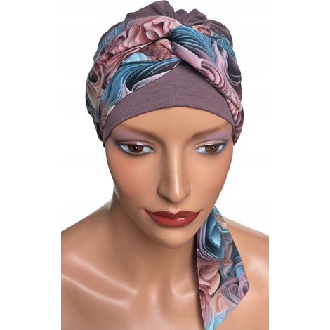 Turban de printemps pour femme Lena cocoa-413, foulard doux également après chimiothérapie (1/5)