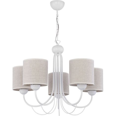 Lampadario classico bianco 5 luci E27 Kaskada Jupiter