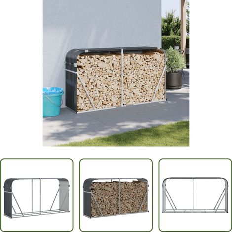 Rangement bois - Porte-bûches anthracite 180x45x100 cm acier galvanisé (1/5)