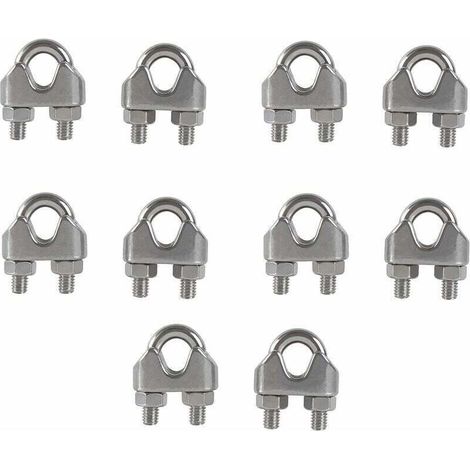 M6 Cable Clamps U-Shaped Bolt Cable Clip 304 Stainless Steel Cable Clamp Saddle Wire Rope Clips for Outdoor Clothesline 10PCS (1/5)