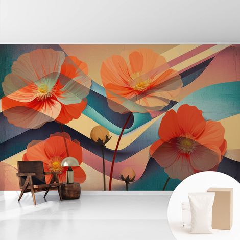 Fototapete Vliestapete mit Kleber - modern Wohnzimmer - Wanddekoration - einfach anzubringen Blumen der Sinne 416x254 cm (1/5)