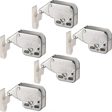 Loquet à ressort pour porte de placard 2024, ouverture automatique par simple pression pour portes battantes de placard, loquet en acier nickelé 34 x 27 x 11 mm et réceptacle en plastique 33 x 11 x 16