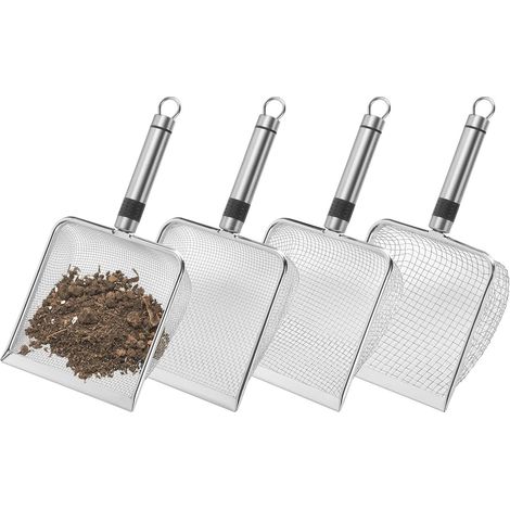 Pelle Tamis de Sol, Pelle de Jardinage en Acier Inoxydable, Filtre à Compost en Maille Multi-Tailles, Outil de rempotage Portable (1/5)