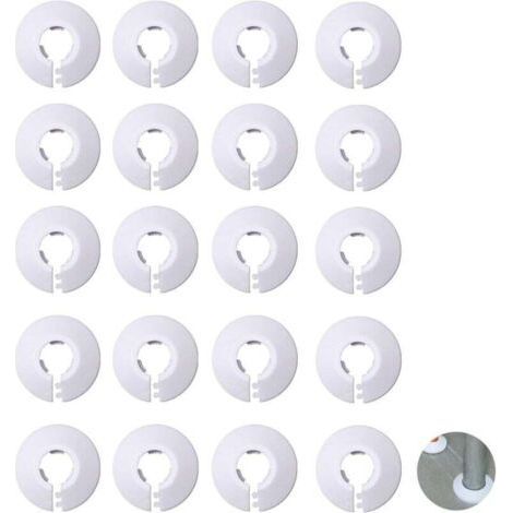 Cache-tuyau de radiateur - Cache-tuyau d'eau - Cache-tuyau décoratif - Pour tuyaux de 16 mm de diamètre - 20 pièces - Blanc (1/4)
