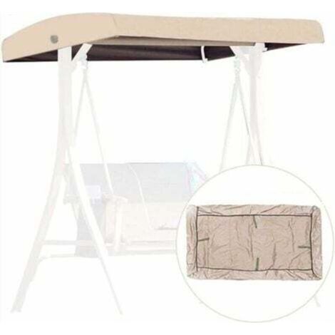 Beige Replacement Canopy for Swing Chair, 3-Seater Replacement Cover, Garden Swing Canopy Roof, Waterproof Awning Cover for Patios and Terraces