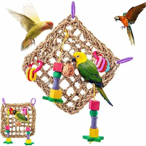 Jouet à mâcher pour oiseaux, hamac en bois pour perroquet, jouet pour cage à oiseaux, jouet naturel pour oiseaux (1/5)