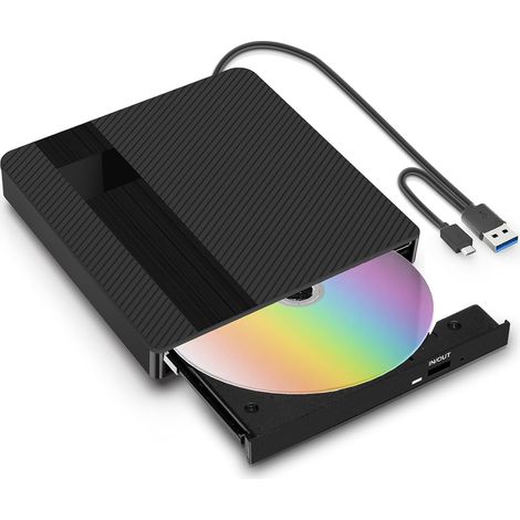 Lecteur CD DVD Externe pour PC avec USB 3.0 Type-C Portable (1/5)