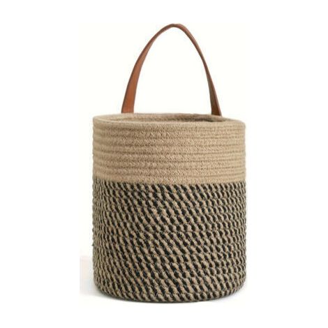 Panier suspendu en corde de chanvre noir 1618cm 1 petite corde en coton peut stocker des clés, des portefeuilles et des plantes (1/5)
