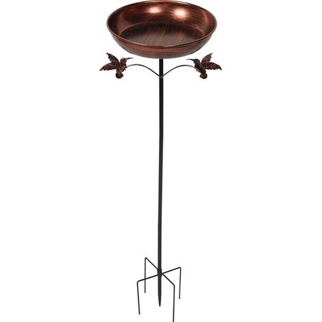 Bain D Oiseaux - Bol En Acier Inoxydable Épaissi - Pour Jardin Arrière Cour Patio Terrasse - Fixation À 5 Dents Dans Le Sol - 1 Pièce (1/5)