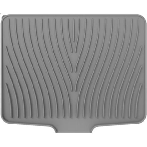 Tapis d'égouttage en silicone 40 × 33 cm avec évacuation, antidérapant, gris (1/2)