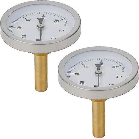 Compatible avec deux thermomètres à eau de 120 °C à bain d'huile et à filetage 1/2 pouce, pour chaudière tampon à double embout et gaine en cuivre. (1/5)