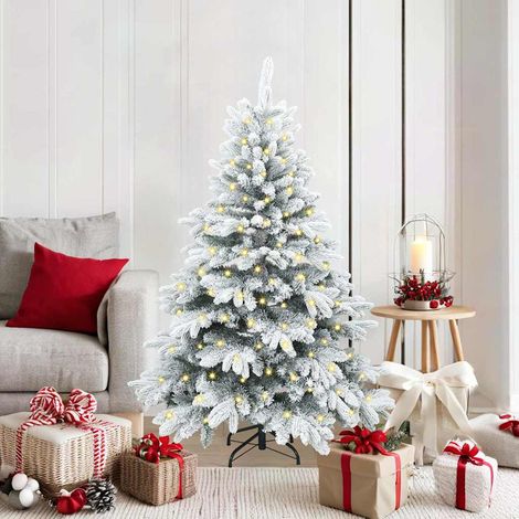 Künstlicher Weihnachtsbaum mit 150 LEDs Weiß 150 cm PE und PVC