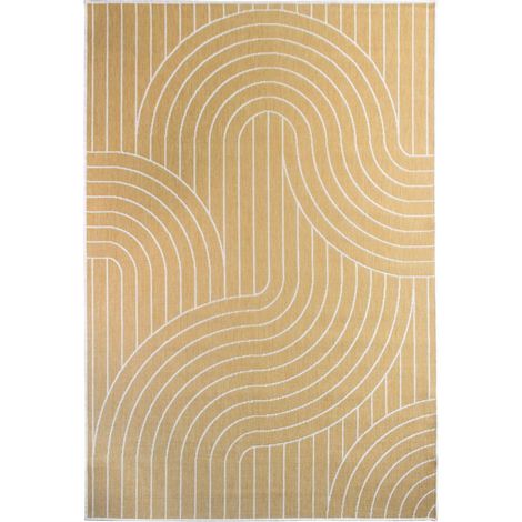 Tapis extérieur, kilim reversible LYN2 U REVERSIBLE 120x170 jaune et crème (1/5)