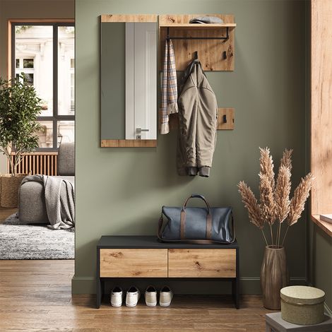 Garderobe Selena, Anthrazit/Artisan, 90 x 40 cm 4 Teile, Vicco