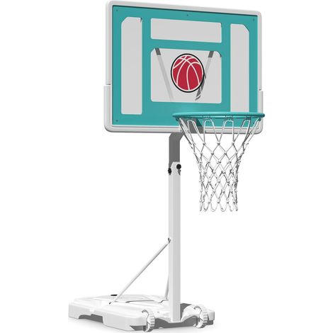 YODOLLA Poolside Basketball Hoop Height Adjustable Portable Pool Basketball Hoop with Wheels, White