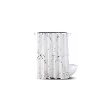 Rideau de douche imperméable en polyester 180 x 200 cm – Ourlet renforcé – Lavable en machine – Motif marbre – Œillets métalliques