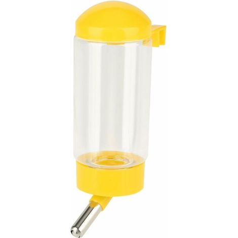 Distributeur automatique de nourriture pour chats et chiens, bouteille d'eau suspendue portable et anti-fuite avec embout en forme de balle (jaune) (1/4)
