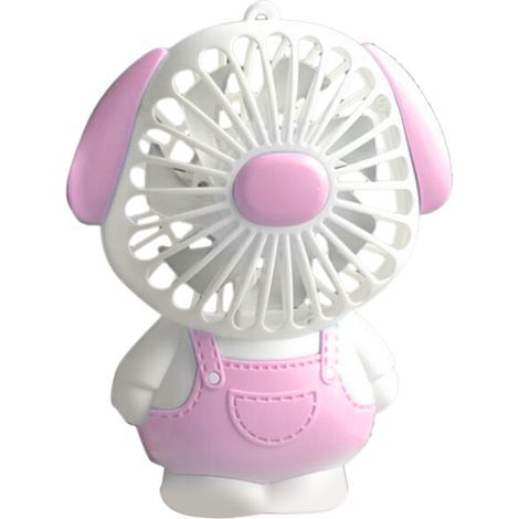 Ventilateur USB Miniature Animaux Mignons 2 Vitesses Antidérapant avec Dragonne Lumineuse - Cadeau Étudiant Modèle Chien Rose (1/5)