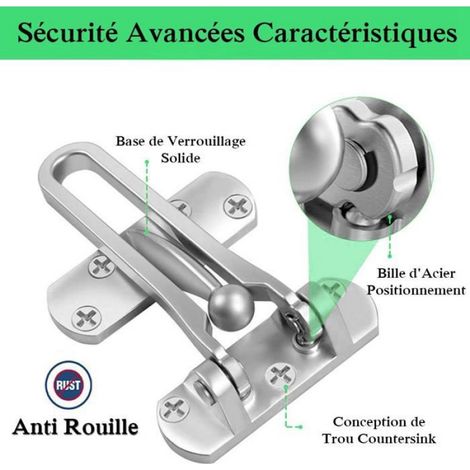 Entrebailleur De Sécurité - Porte Acier - Pour Porte D'Entrée Et Fenêtre - 30 À 50 Mm D'Écart - Sans Perçage - Lot De 2 (1/5)