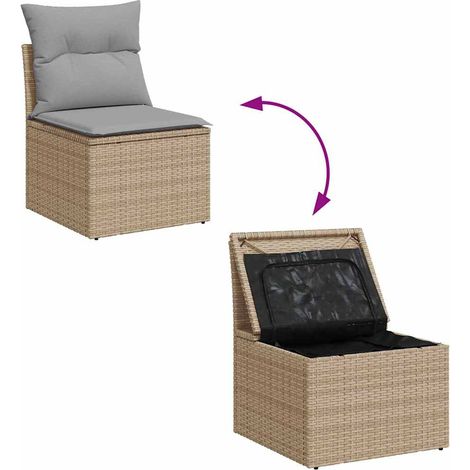 Maison Exclusive - Set Divano da Giardino 9 pcs Beige e Grigio Chiaro Polyrattan