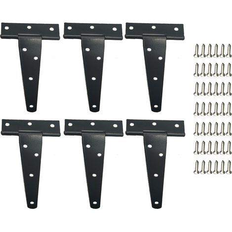 5-inch T-strap shed hinges, 6 pieces, galvanized iron, barn doors, split bearing triangular hinge (1/5)