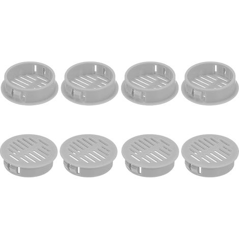 8Pcs 35mm/1.38" Grilles circulaires d'aération pour les soffites, Couverture de ventilation en plastique, Grille ronde pour le salon, Cuisine, Armoire, Gris clair (1/5)