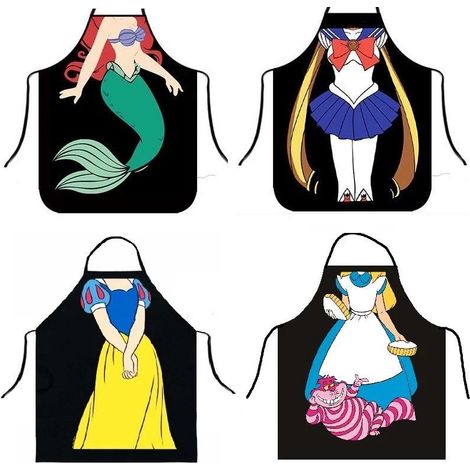 Sexy Küchenschürzen-Set (4-teilig), lustige Meerjungfrauen-Schürze für Damen, kreative Schürze zum Essen und Backen, Küchenaccessoires (1/5)