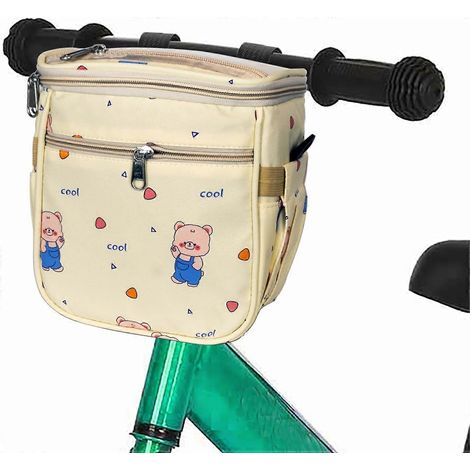 Sacoche de guidon pour vélo, accessoire de décoration avant pour vélo enfant, compatible avec vélos, tricycles et trottinettes (motif ours). (1/5)